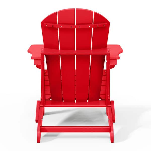 Addison Red 8-Piece Plastic Folding Outdoor Patio Fade Resistant Adirondack Conversation Chair Set