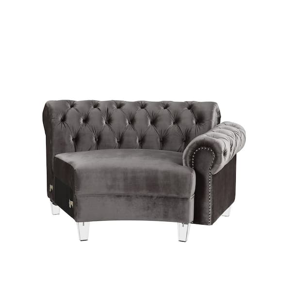 Unbranded 139 in. W 4-Piece Velvet Sectional 6 Seats Sofa in Gray