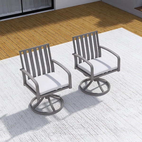 Boosicavelly Gray Outdoor Dining Chair with Gray Cushions (2-Pack)