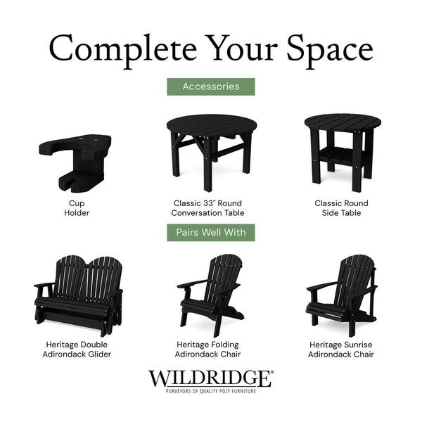 Wildridge Heritage Black Plastic Outdoor Upright Adirondack Chair