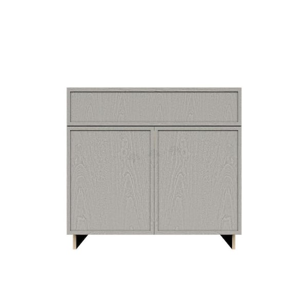 LIFEART CABINETRY Slim Shaker Assembled 27 in. W x 34.5 in. H x 24 in. D Base Kitchen Cabinet in Gray
