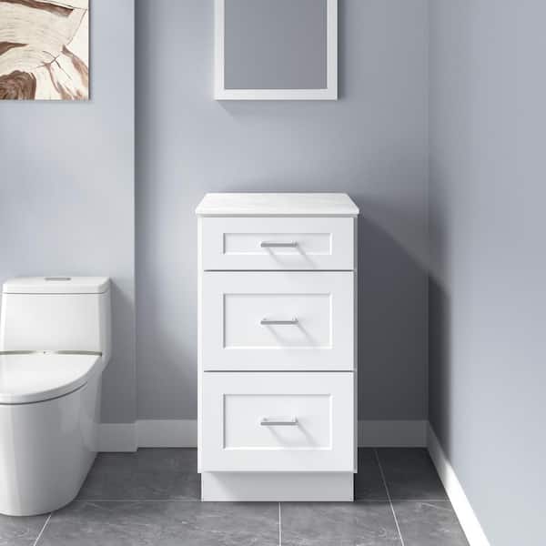 HOMLUX Rockport 18 in. W x 21 in. D x 34.5 in. H Ready to Assemble Bath Vanity Cabinet without Top in Shaker White