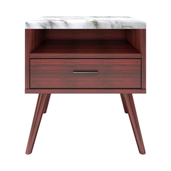 Boyd Sleep Marcello Mid Century Marble Top Nightstand Cherry