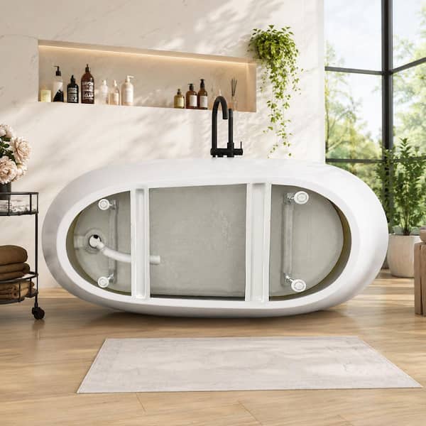 LIＦE−ＳIZＥ2021 Zeafive 59 in. x 29.5 in. Acrylic Freestanding Soaking Bathtub