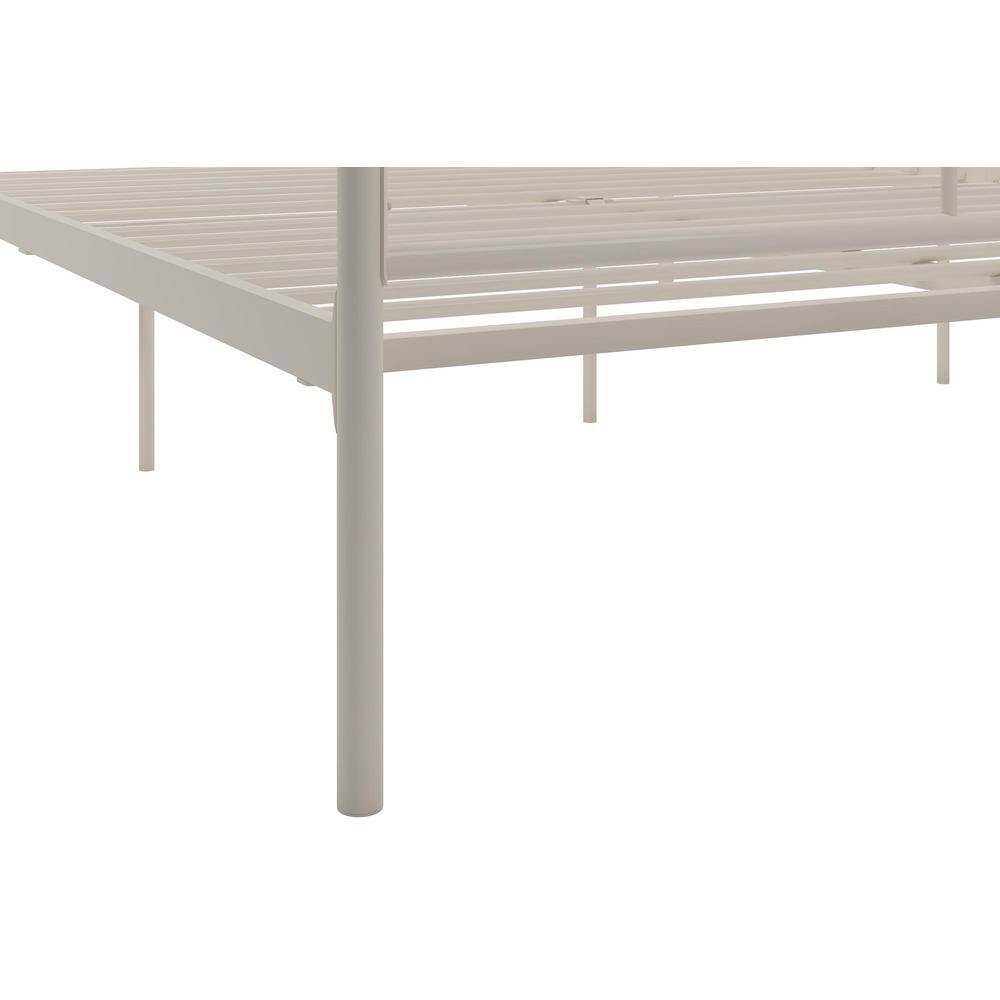 Marion Queen White Metal Canopy Platform Bed with Headboard