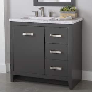 Blakely 37 in. W x 19 in. D x 36 in. H Single Sink Freestanding Bath Vanity in Shale Gray with Lunar Cultured Marble Top