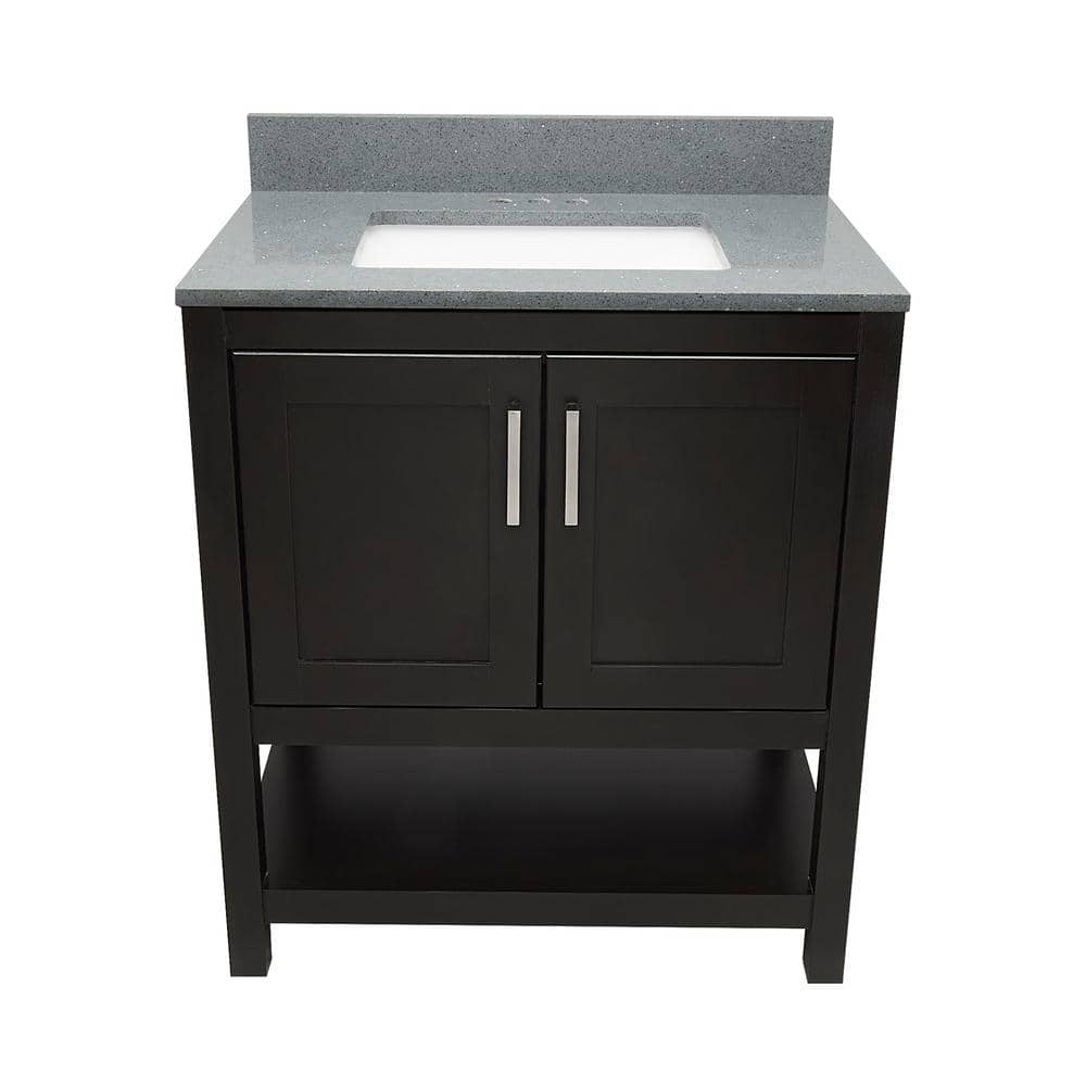 Taos 31 in. W x 22 in. D x 36 in. H Bath Vanity in Espresso with Galaxy Gray Quartz Stone Top with White Basin price history on PriceWatchPro