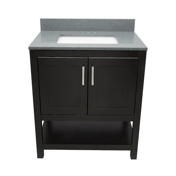 Ella Taos 31 in. W x 22 in. D x 36 in. H Bath Vanity in Espresso with Galaxy Gray Quartz Stone Top with White Basin