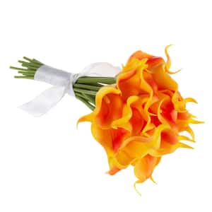 Sunset Orange Artificial Calla-Lily Flowers with Stems (24-Pack)