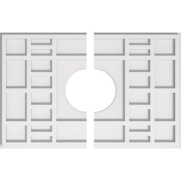 Ekena Millwork 24 in. W x 16 in. H x 6 in. ID x 1 in. P Beaux Architectural Grade PVC Contemporary Ceiling Medallion (2-Piece)