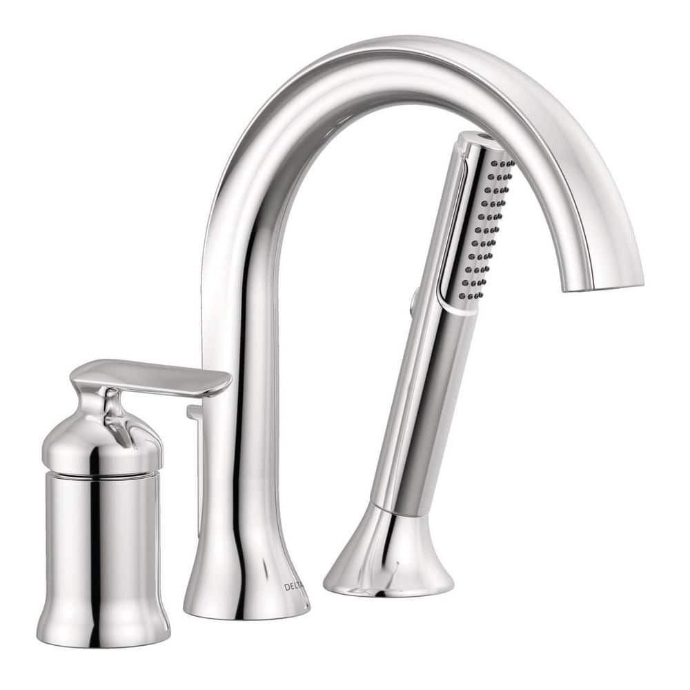 Delta Bonacci 1-Handle Roman Tub Trim in Lumicoat Chrome with Hand