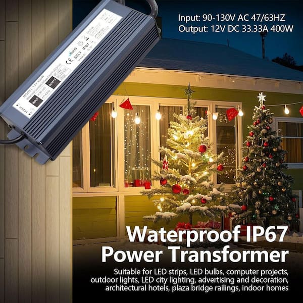 LED Transformator 12V – IP44 Waterdichte Adapter Met EU-stekker, 24W, Voor Buitenverlichting En Opblaasdecoratie