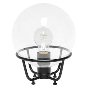 10 in. Black Old World Globe Glass Table Lamp