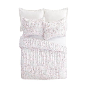 White Iridescent Stars Microfiber Full/Queen 3-Piece Comforter Set