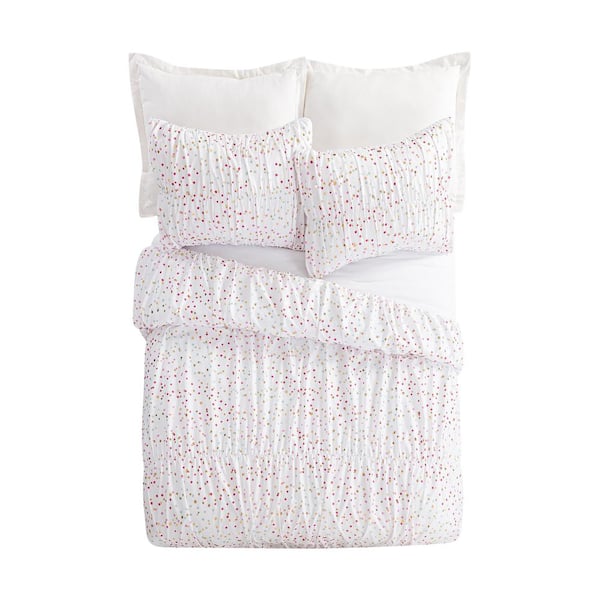 Urban Playground White Iridescent Stars Microfiber Full/Queen 3-Piece Comforter Set