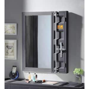 26 in. W x 32 in. H Small Rectangular Single Metal Framed Wall Bathroom Vanity Mirror in Gray