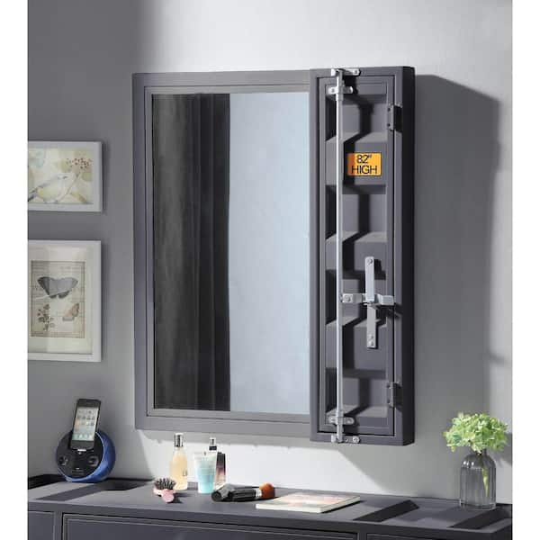 Unbranded 26 in. W x 32 in. H Small Rectangular Single Metal Framed Wall Bathroom Vanity Mirror in Gray