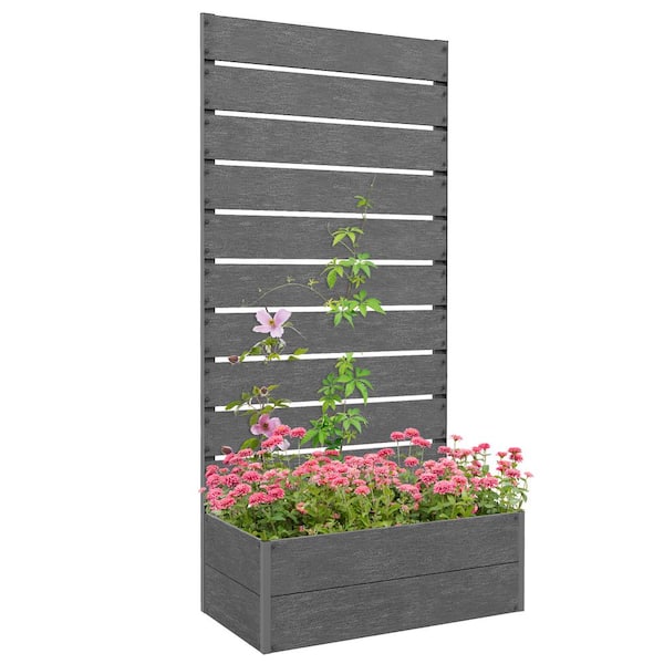 Outsunny 8.25 in. x 13.5 in. x 28.25 in. Dark Gray Composite Raised Garden Bed