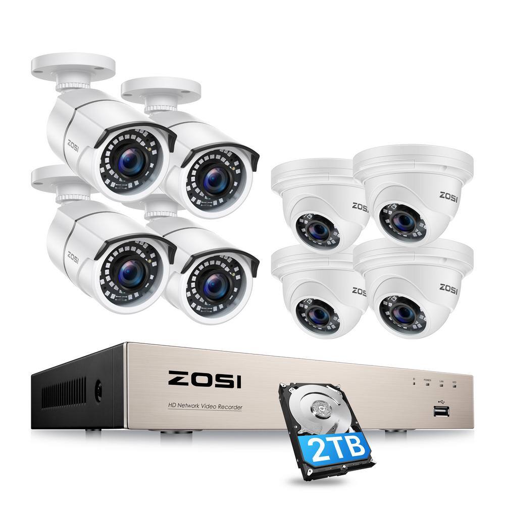 zosi 1080p poe home security camera system