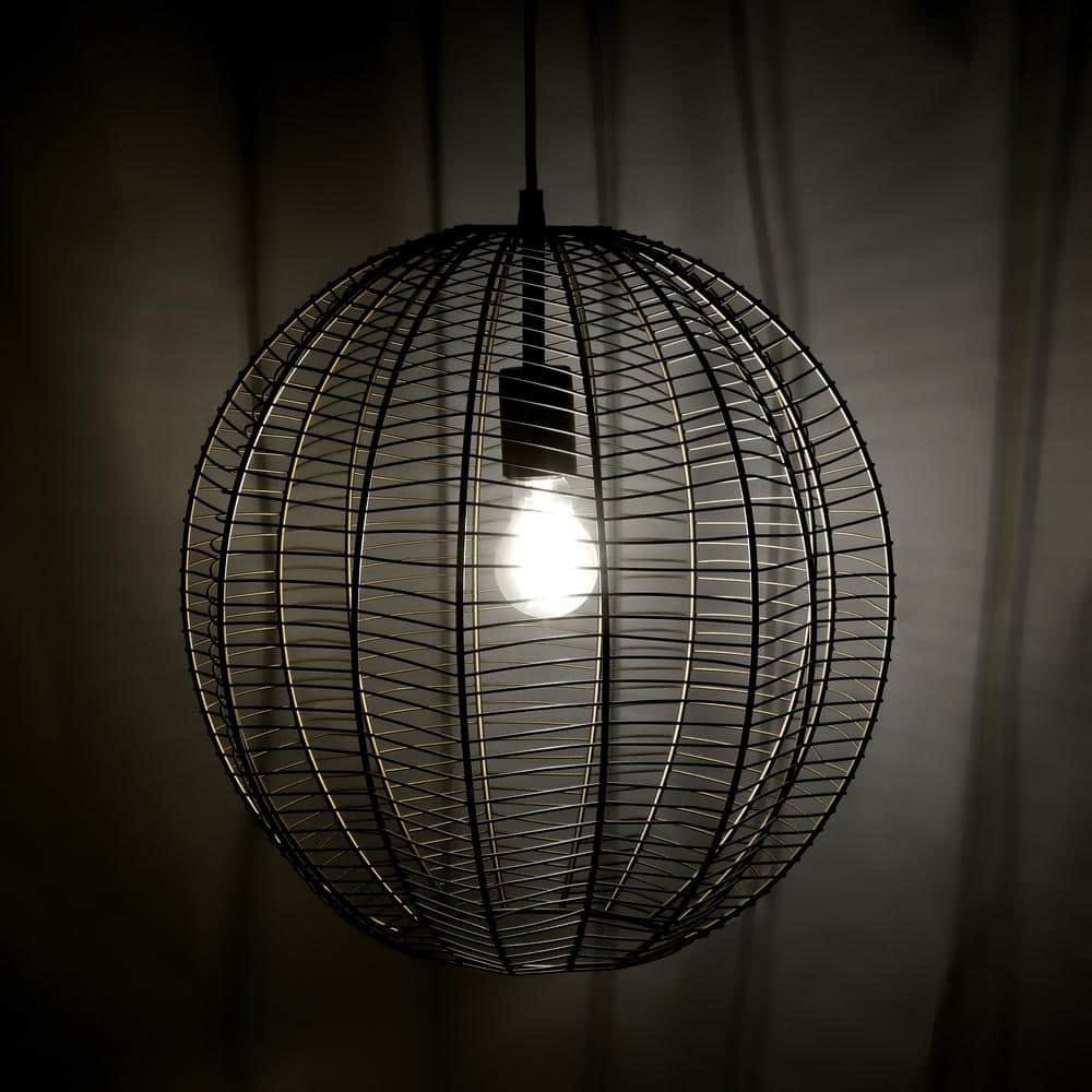 Antique Brass Globe Shade Pendant Light with Adjustable Height