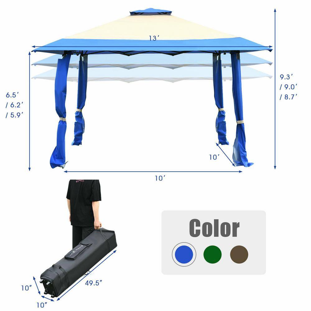 Blue and Beige 13' x 13' Pop-Up Canopy Tent with Steel Frame