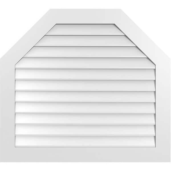Ekena Millwork 40 in. x 36 in. Octagonal Top Surface Mount PVC Gable Vent: Decorative with Standard Frame