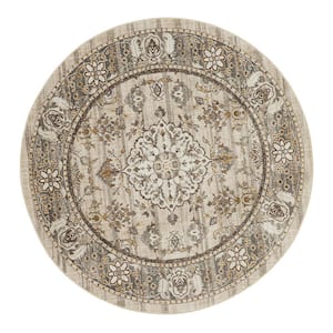 Fitzgerald 8 ft. Gray Round Abstract Area Rug