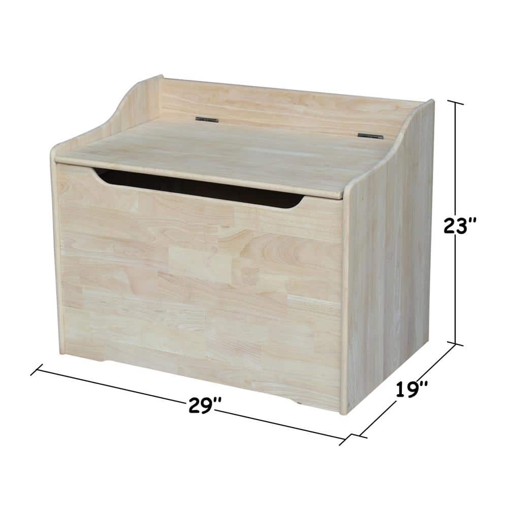 Unfinished Solid Wood 28" Storage Trunk with Safety Hinges