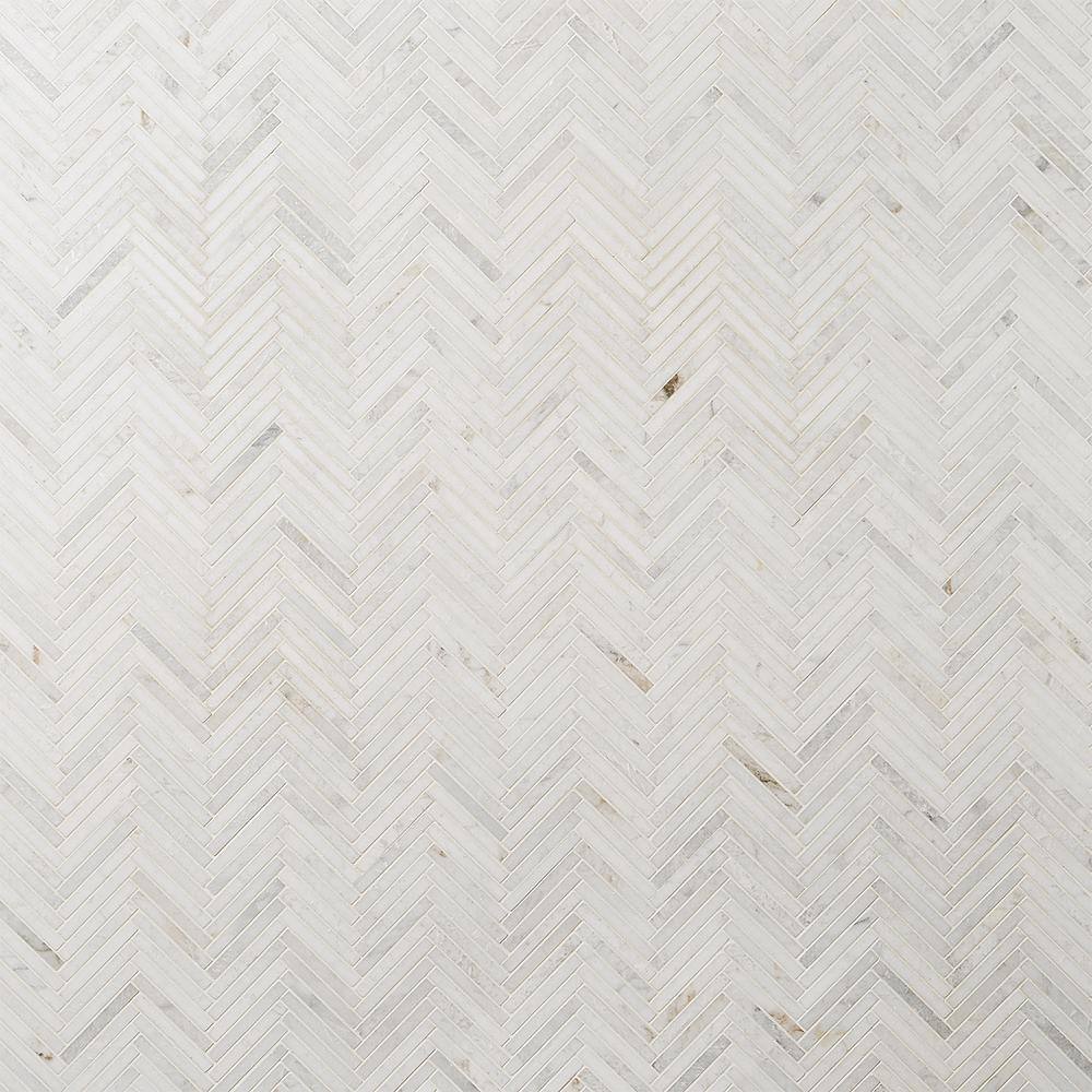 White Herringbone Marble Mosaic Tile for Walls and Floors
