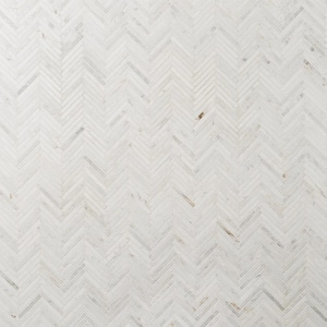 Arctic White 11 in. x 11.61 in. Herringbone Polished Marble Mosaic Tile (0.89 sq. ft./Sheet)