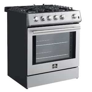 Leonardo 30 in. Stainless Steel Slide-in Gas Range 5-Burners