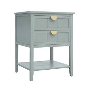 22.01 in. W x 15.75 in. D x 28.5 in. H Gray Wood Linen Cabinet with Drawers and Open Shelf
