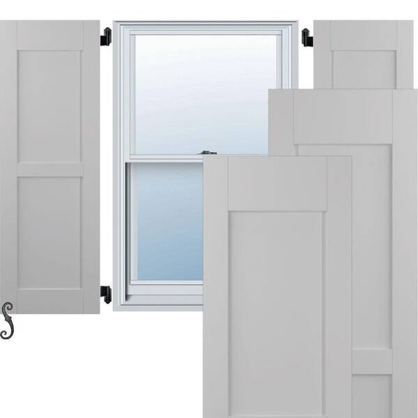 Ekena Millwork 12-in W x 42-in H Americraft Two Equal Flat Panel Exterior Real Wood Shutters (Per Pair), Primed