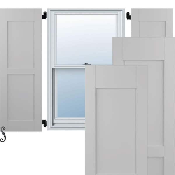 Ekena Millwork 12-in W x 50-in H Americraft Two Equal Flat Panel Exterior Real Wood Shutters (Per Pair), Primed