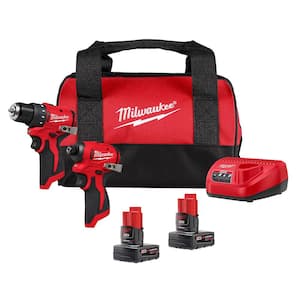 Milwaukee M12 12-Volt Lithium-Ion Brushless Cordless Subcompact Drill and Impact Driver Combo Kit with 2 Batteries and Bag (2-Tool)