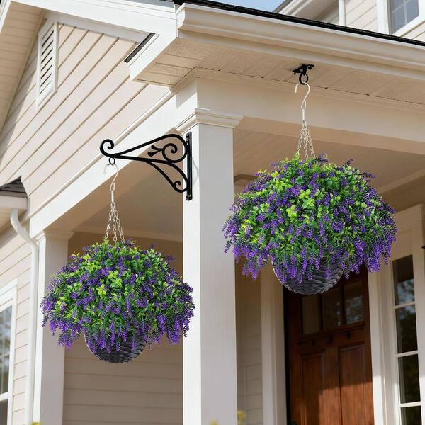 23 in. H Purple Artificial Lavender and Boxwood Flowers with