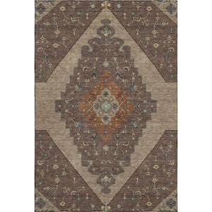 Mayfield Premium Machine Washable Abstract AMF2472 Brown 3 ft. x 5 ft. Area Rug
