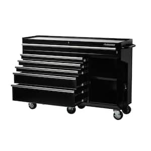 61 in. W x 18 in. D x 6-Drawer Tool Chest Rolling Cabinet in Black