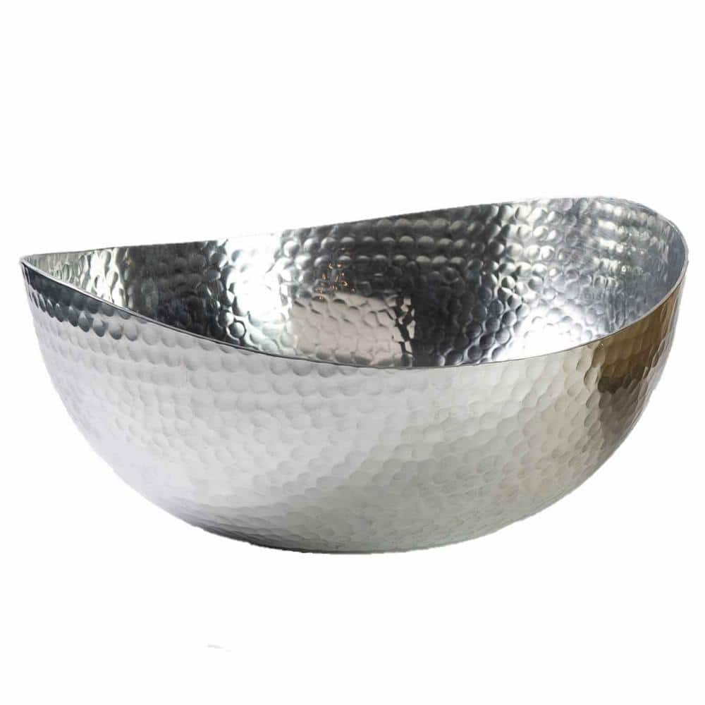 HomeRoots Amelia 14.5 in. W x 5 in. H x 14.5 in. D Round Silver Stainless Steel Bowls 2000384089 - The Home Depot