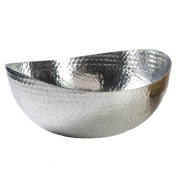 HomeRoots Amelia 14.5 in. W x 5 in. H x 14.5 in. D Round Silver Stainless Steel Bowls