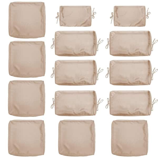 Kimunuk 14-Piece 25.5 in. Outdoor Cushion Covers Sand