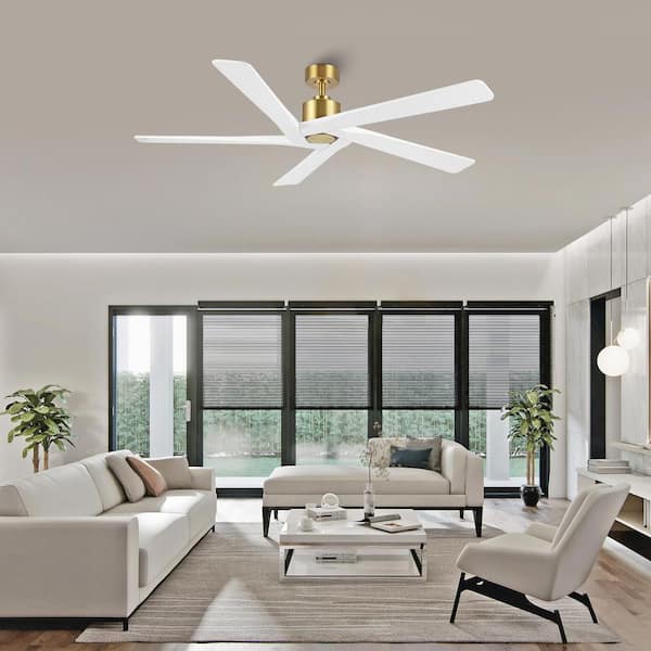 54 in. DC Indoor Gold and White Ceiling Fan without Lights and Remote Control