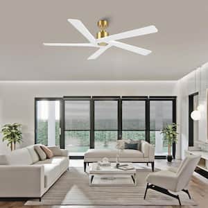 54 in. DC Indoor Gold and White Ceiling Fan without Lights and Remote Control