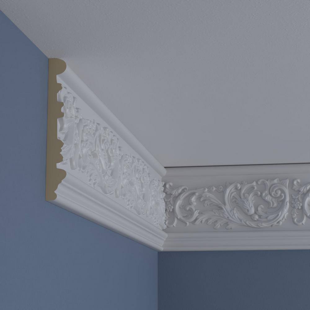 Primed Geometric Urethane Crown Moulding Sample, 12" Length