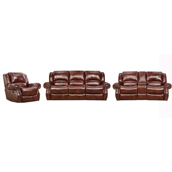 Console Loveseat Recliner Chair, Leather Double Recliner Loveseat With Console