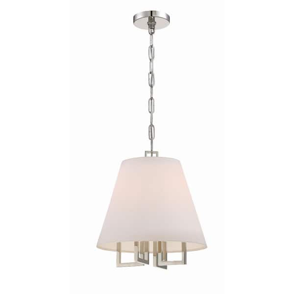 Crystorama Westwood 4-Light Polished Nickel Crystal Chandelier with Silk Shade