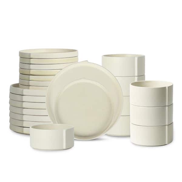 Bao 24-Piece Beige Stoneware Dinnerware Set (Service for 8)