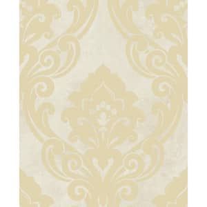 Vogue Damask Metallic Champagne and Off-White Paper Strippable Roll (Covers 56.05 sq. ft.)