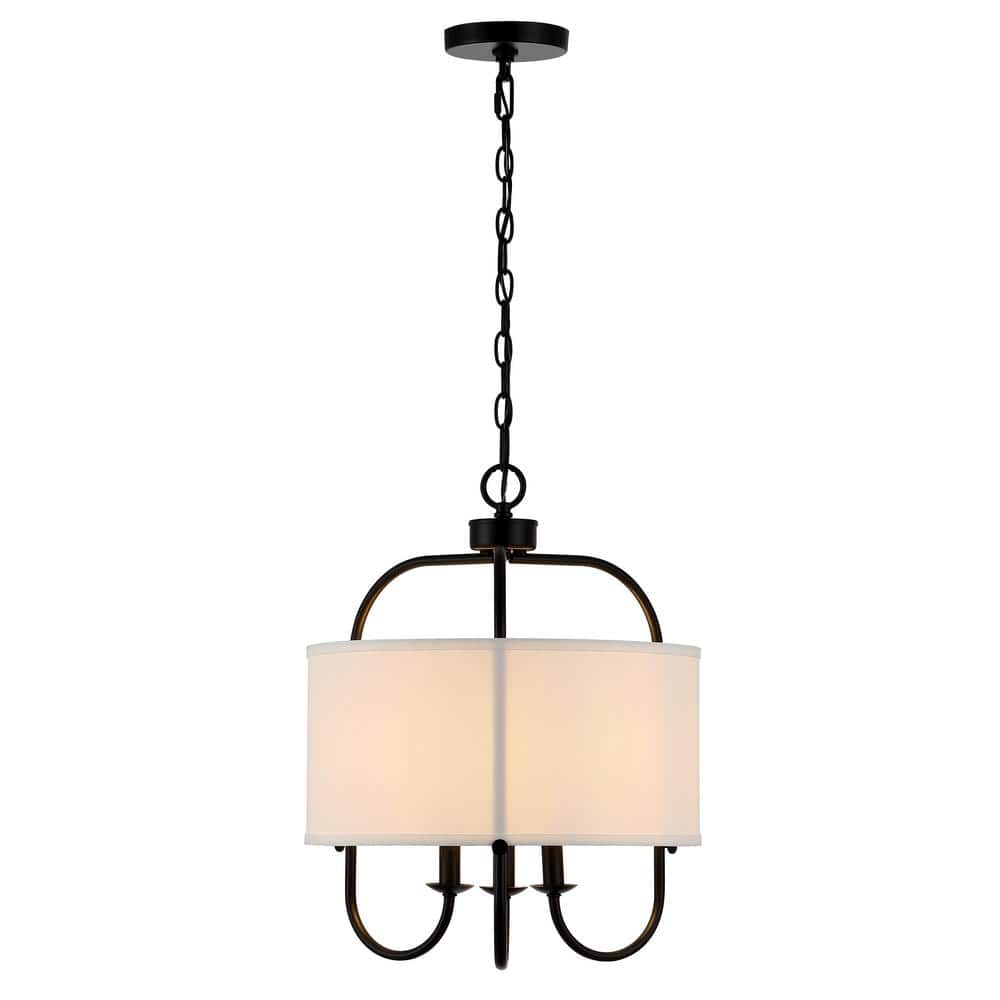 Jemmi Black Brass and Glass Drum Pendant Light