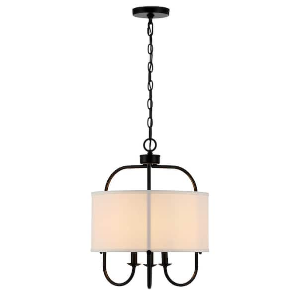 SAFAVIEH Jemmi 4-Watt 3-Light Off-white Pendant Light with cotton Shade